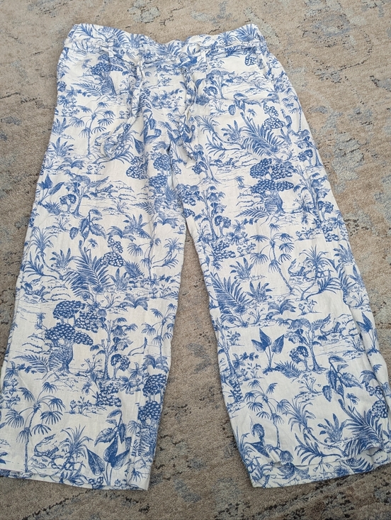 Nicole Miller Pants - Nicole Miller Blue and White Printed Pants
